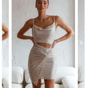 Sequin Cowl Neckline Dress